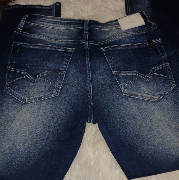 Men's 34/30 BUFFALO DAVID BITTON Six-x Straight Stretch Distressed DarkWash Jean - Picture 10 of 16